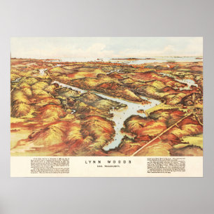 Poster Carte de Lynn Woods, Massachusetts en 1904