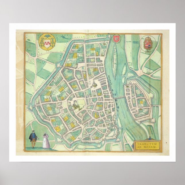 Poster Carte de Maastricht, de Civitates Orbis Terrarum (Devant)