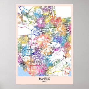Poster Carte de Manaus Brésil