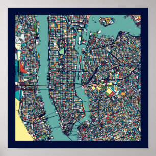 Poster Carte de Manhattan New York