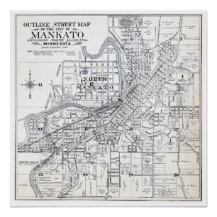 Poster Carte de Mankato à partir de 1914