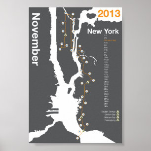 Poster Carte de marathon de New York City