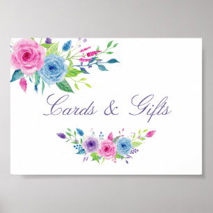 Poster Carte de mariage et cadeau Floral Aquarelle