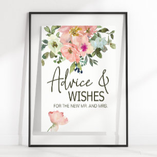 Poster Carte de mariage florale coquille d'oeuf et rose &