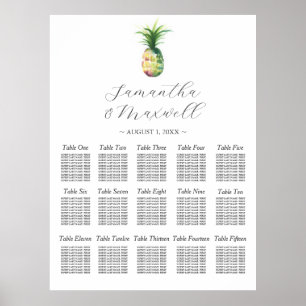 Poster Carte de mariage personnalisée Aquarelle Ananas