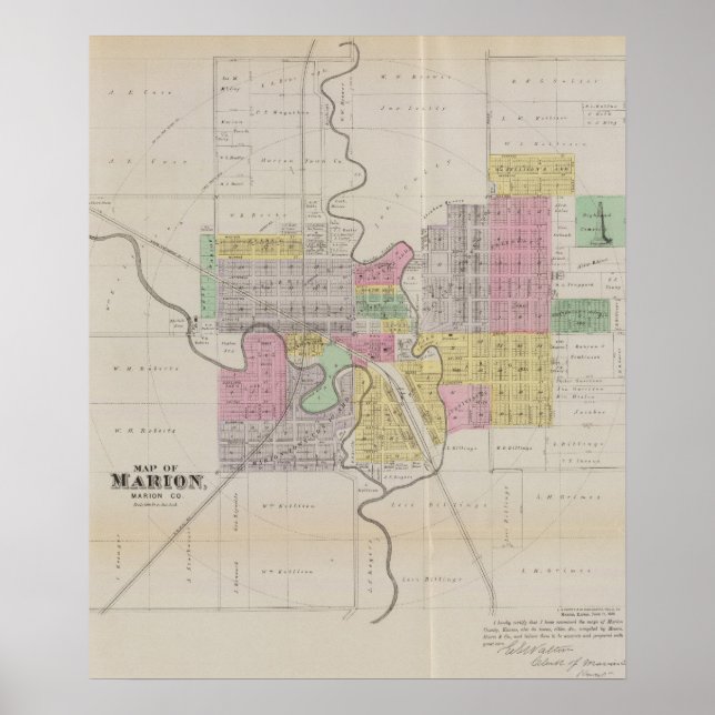 Poster Carte de Marion, Marion County, Kansas (Devant)