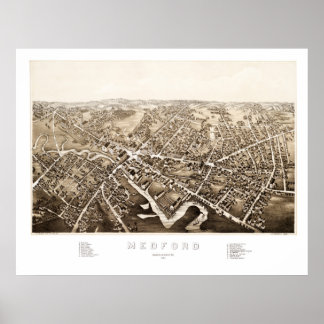 Poster Carte de Medford, Massachusetts de 1880