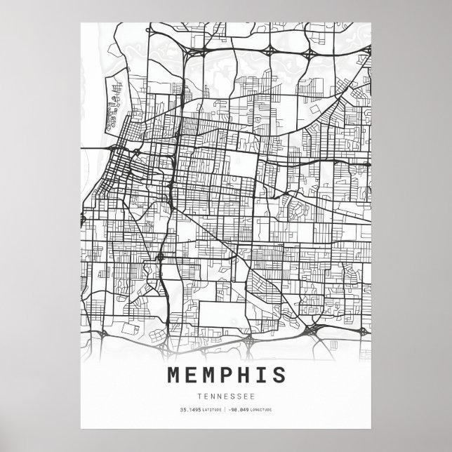 Poster Carte de Memphis (Devant)