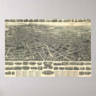 Poster Carte de Meriden Connecticut de 1918