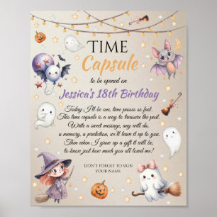 Poster Carte de message capsule temporelle Bonjour Boo Ha