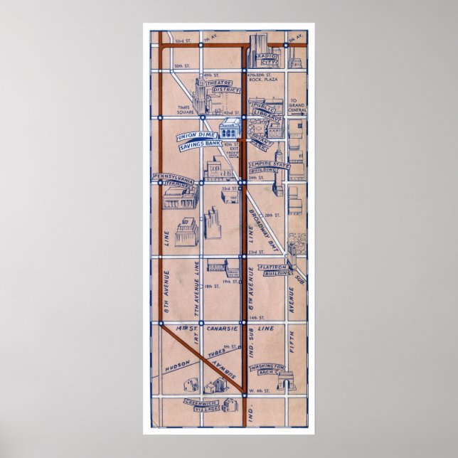 POSTER CARTE DE MÉTRO NEW YORK, 1940 2 (Devant)