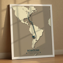 Carte de migration Bobolink - Vintage minimal