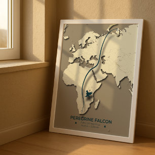 Poster Carte de migration de faucon pèlerin - Minimaliste