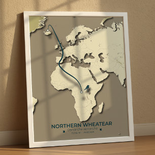 Poster Carte de migration des roues du Nord - Minimaliste