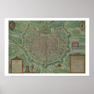 Poster Carte de Milan, de 'Civitates Orbis Terrarum' par 