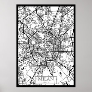 Poster Carte de Milan Italie