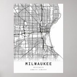Poster Carte de Milwaukee