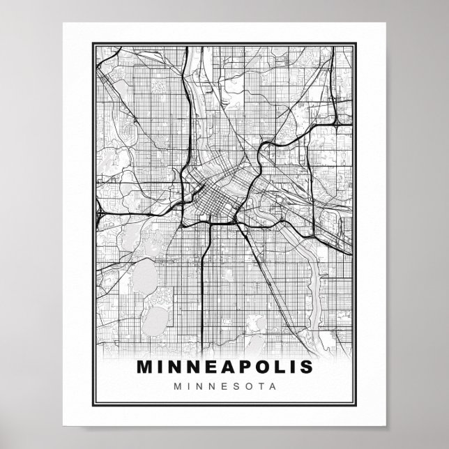 Poster Carte de Minneapolis (Devant)