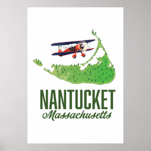 Poster Carte de Nantucket Massachusetts