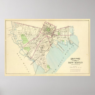 Poster Carte de New Haven