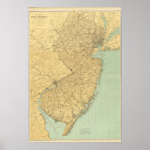 Poster Carte de New Jersey