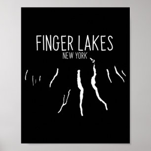 Poster Carte de New York Finger Lakes Conception _1