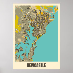 Poster Carte De Newcastle, Australie
