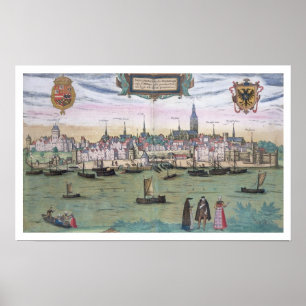 Poster Carte de Nimègue, de "Civitates Orbis Terrarum" b