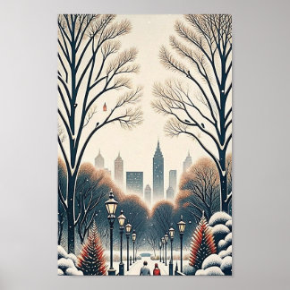 Poster Carte de Noël de Central Park à New York