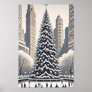 Poster Carte de Noël de la patinoire de New York