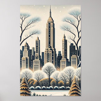 Poster Carte de Noël sur la skyline de New York