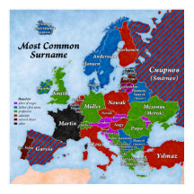 Poster carte de noms Europe