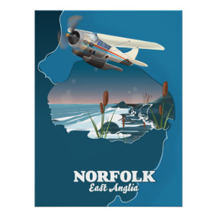 Poster Carte de Norfolk East Anglia