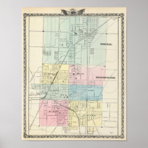 Poster Carte de Normal, Bloomington