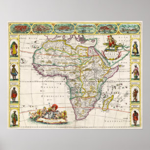 Poster Carte de nova Afrique de l'Afrique  