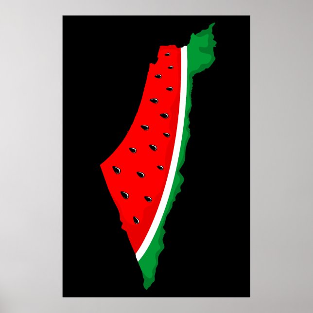Poster Carte de Palestine Watermelon Symbole de la libert (Devant)