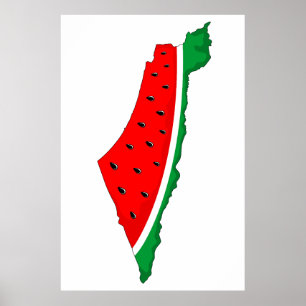 Poster Carte de Palestine Watermelon Symbole de la libert