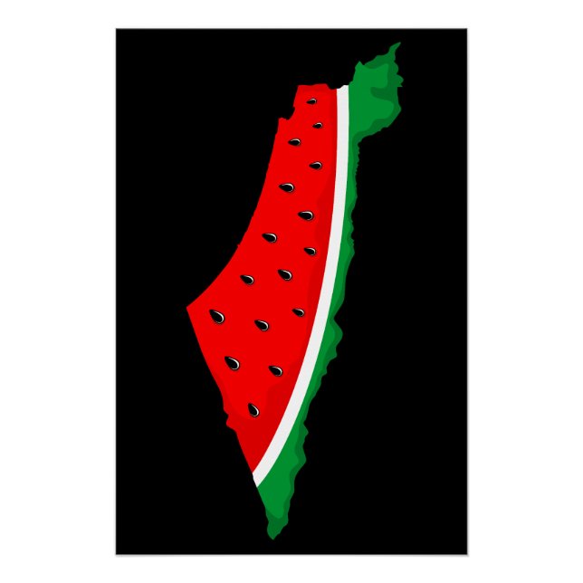 Poster Carte de Palestine Watermelon Symbole de la libert (Devant)