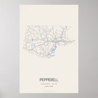 Poster Carte de Pepperell Massachusetts – Env. 1
