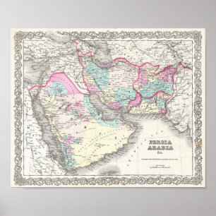 Poster Carte de Perse, de l'Afghanistan et de l'Arabie