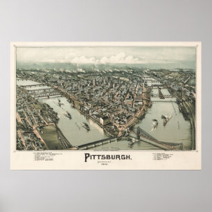 Poster Carte de Pittsburgh (Fowler) - 1902, BigMapBlog.co