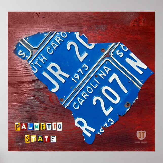 Poster Carte de plaque de licence de la Caroline du Sud / (Devant)