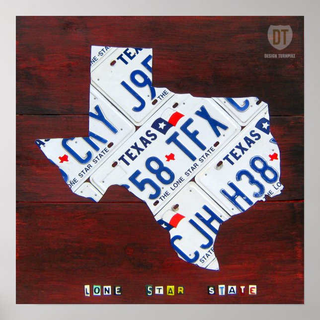Poster Carte de plaque de licence Texas Imprimer (Devant)