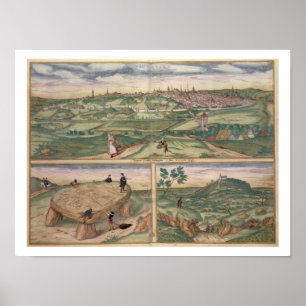 Poster Carte de Poitiers, de "Civitates Orbis Terrarum" b