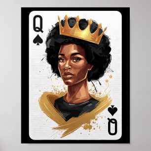 Poster Carte de poker Reine de Pique Afro-Américaine Hist