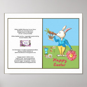 Poster Carte de police en tissu rose de Pâques de lapin b