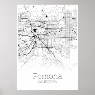 Poster Carte de Pomona - Californie - Carte de la ville P