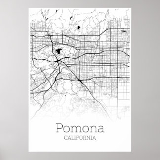 Poster Carte de Pomona - Californie - Carte de la ville P