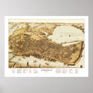 Poster Carte de Portland Maine en 1876