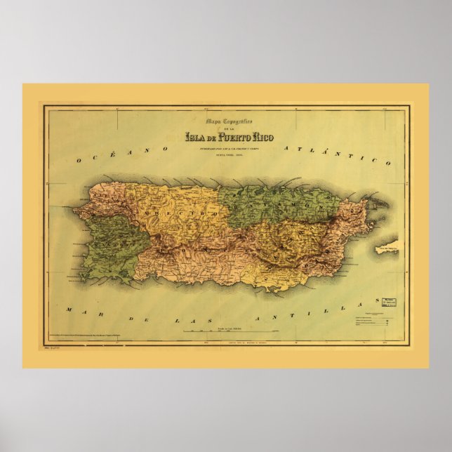 Poster Carte de Porto Rico (1886) (Devant)